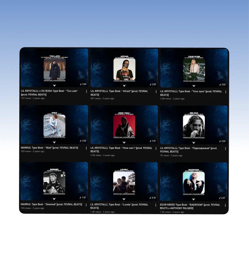 Catalogue of ready-made music productions available from Fevral Music